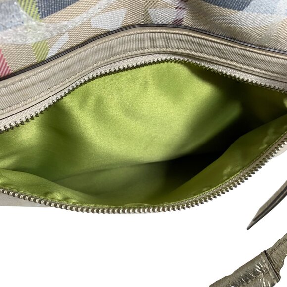 COACH Poppy Signature Ivory Gold Tattersall Sequined Glam Tote Purse 19867 - Picture 12 of 16